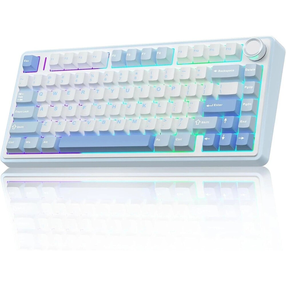 AULA F75 Wireless Mechanical Keyboard SALT WHITE BLUE Gray Wood Switch V3 NEW